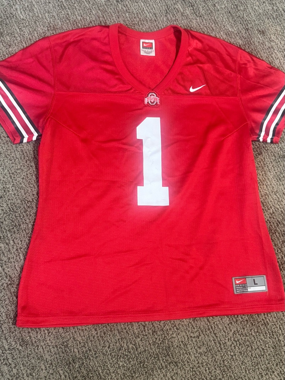 Nike Red Ohio State Football Jersey with White Number 1